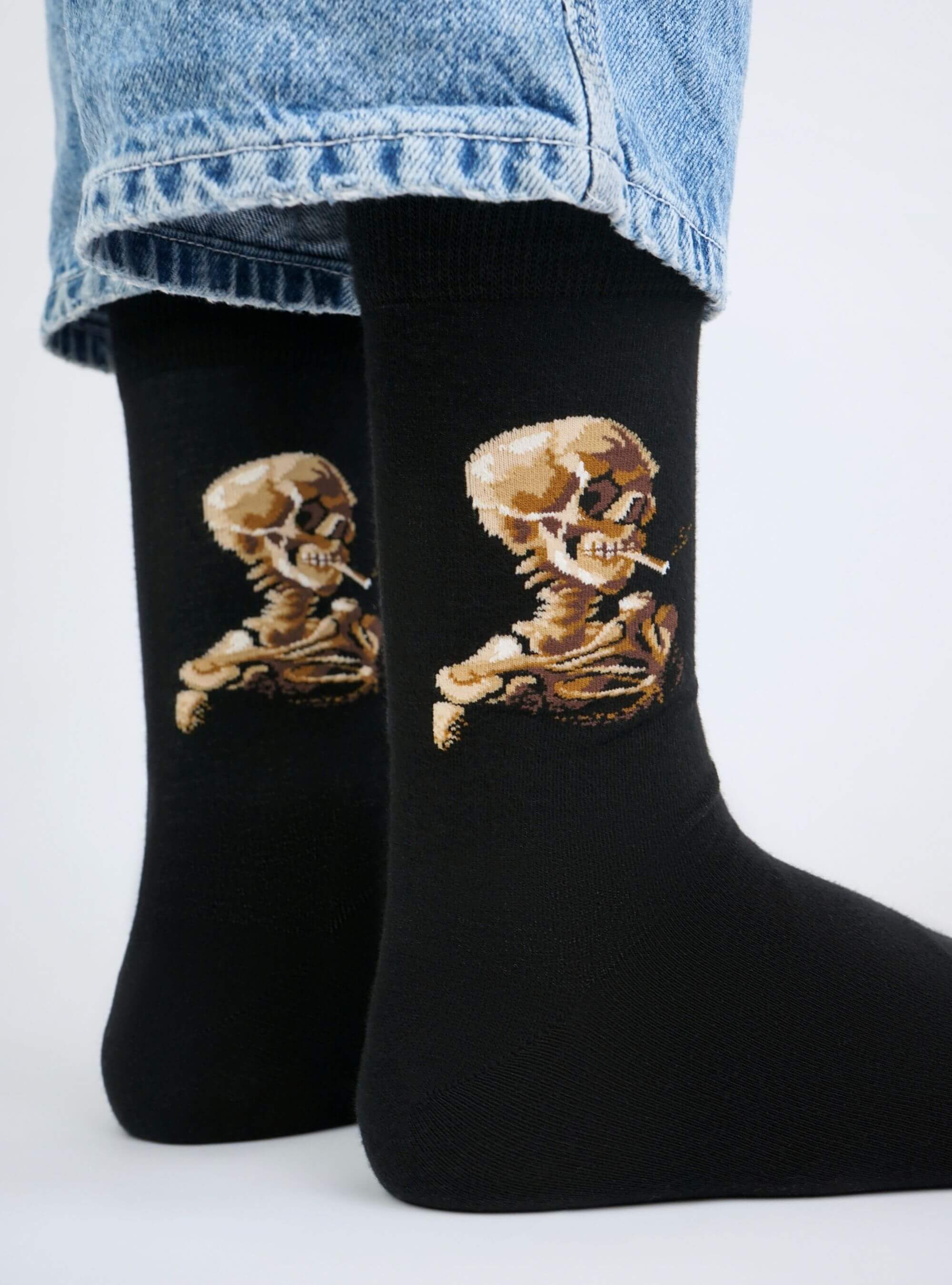 Skull of a Skeleton with a Burning Cigarette