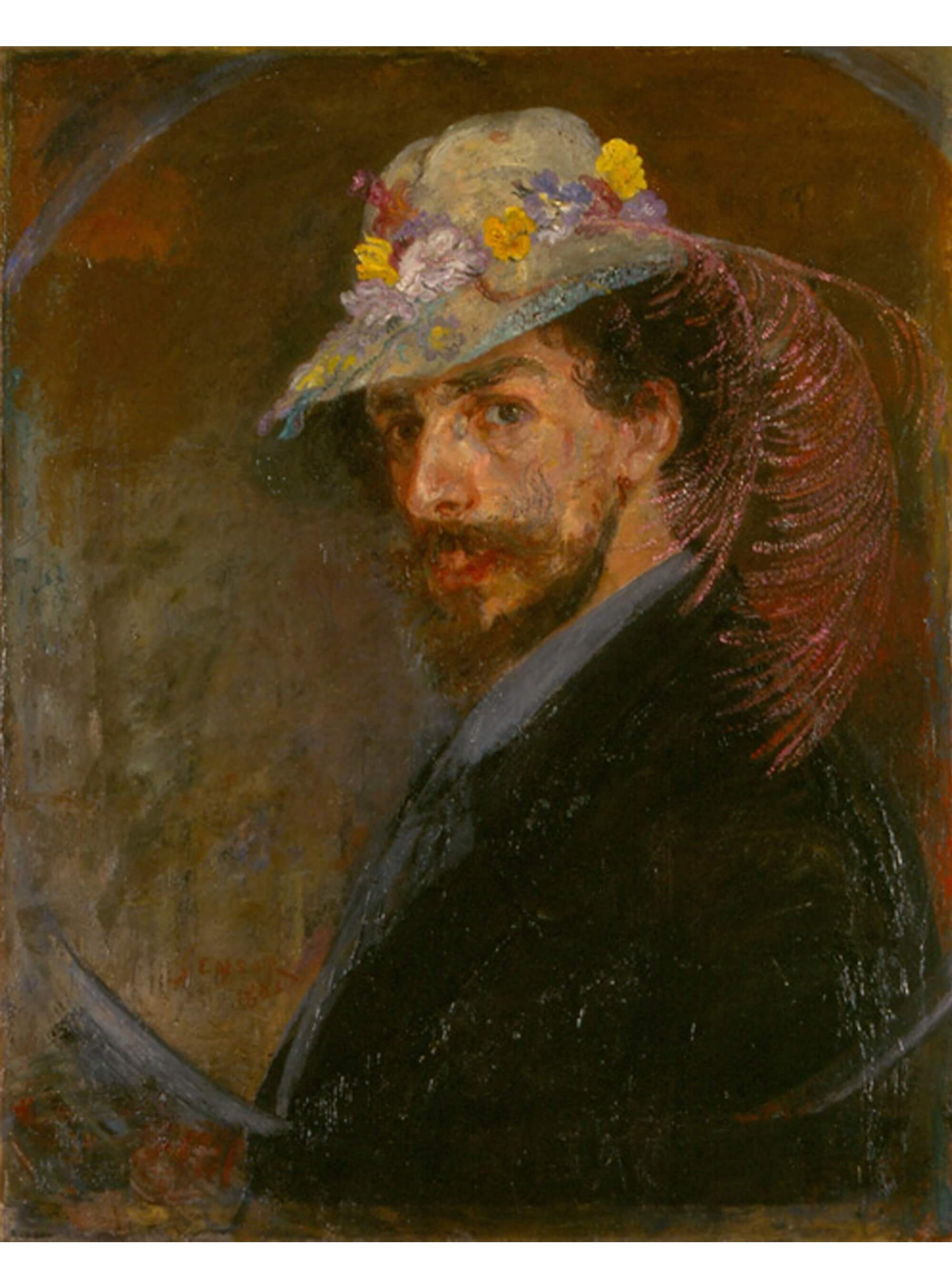 Autoportrait avec un chapeau de fleurs